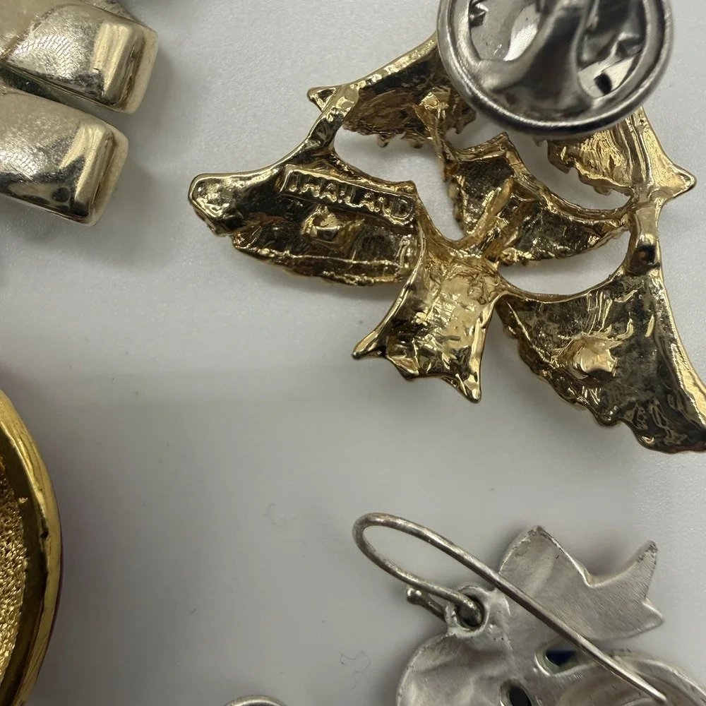 Vintage Christmas Jewelry‎ Lot Brooch Pins & Earrings Tree Candy Cane Snowman